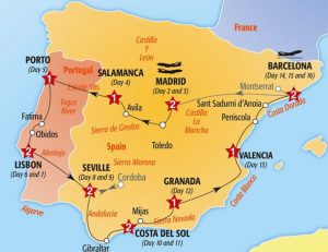 Itinerario de viaje por Portugal y España en automóvil